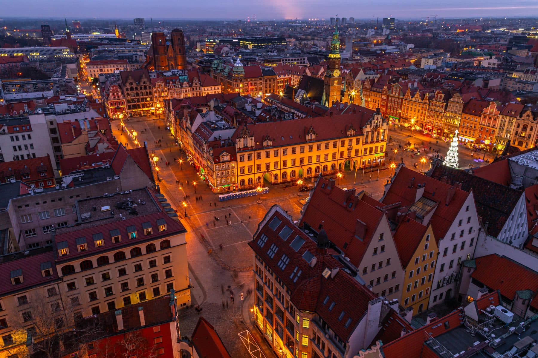 Wrocław, panorama Rynku wieczorem